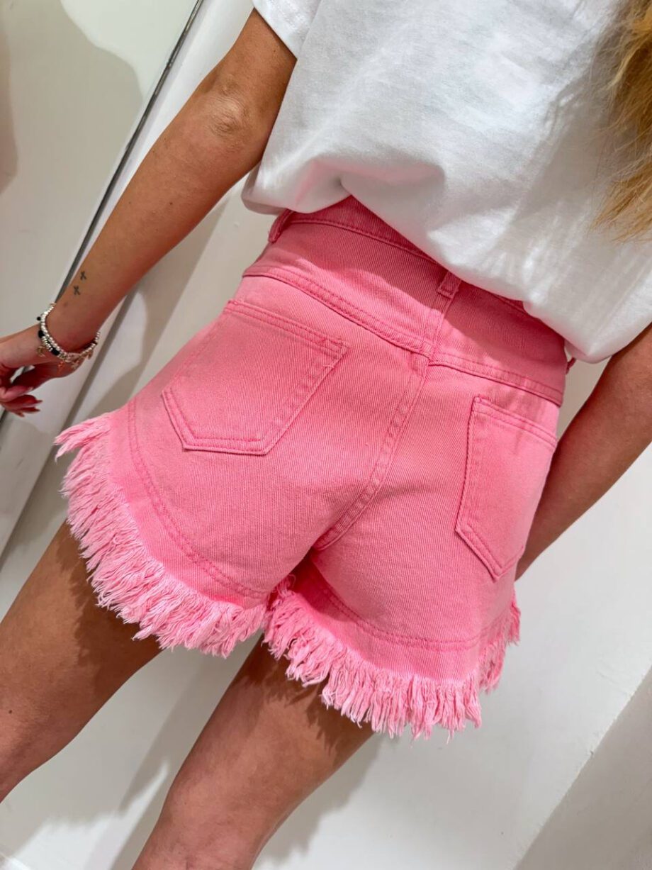 Shop Online Short Leni in denim rosa con strass Odì Odì