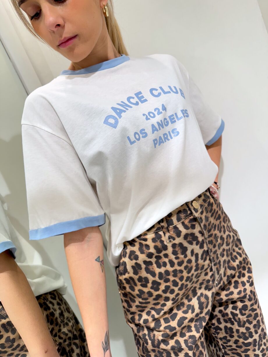 Shop Online T-shirt bianca scritte azzurre Souvenir