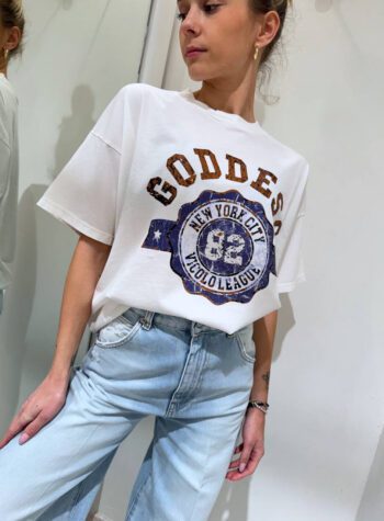 Shop Online T-shirt ampia bianca con stampa colorata Vicolo