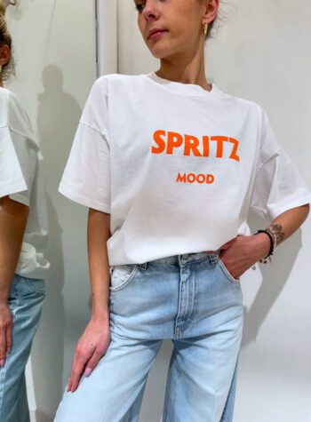 Shop Online T-shirt ampia bianca con stampa "spritz mood" Vicolo