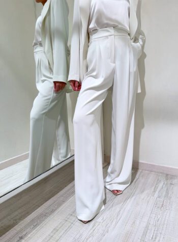 Shop Online Pantalone palazzo bianco con pinces Souvenir