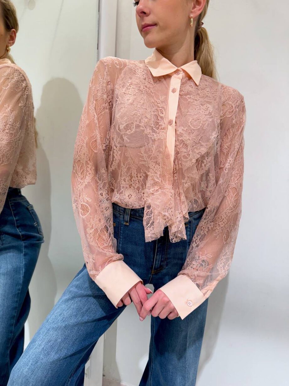 Shop Online Camicia rosa nude in pizzo Vicolo