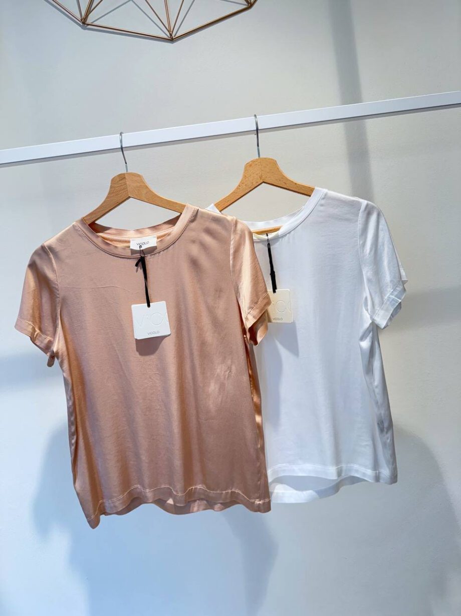 Shop Online T-shirt satin bianca in viscosa Vicolo