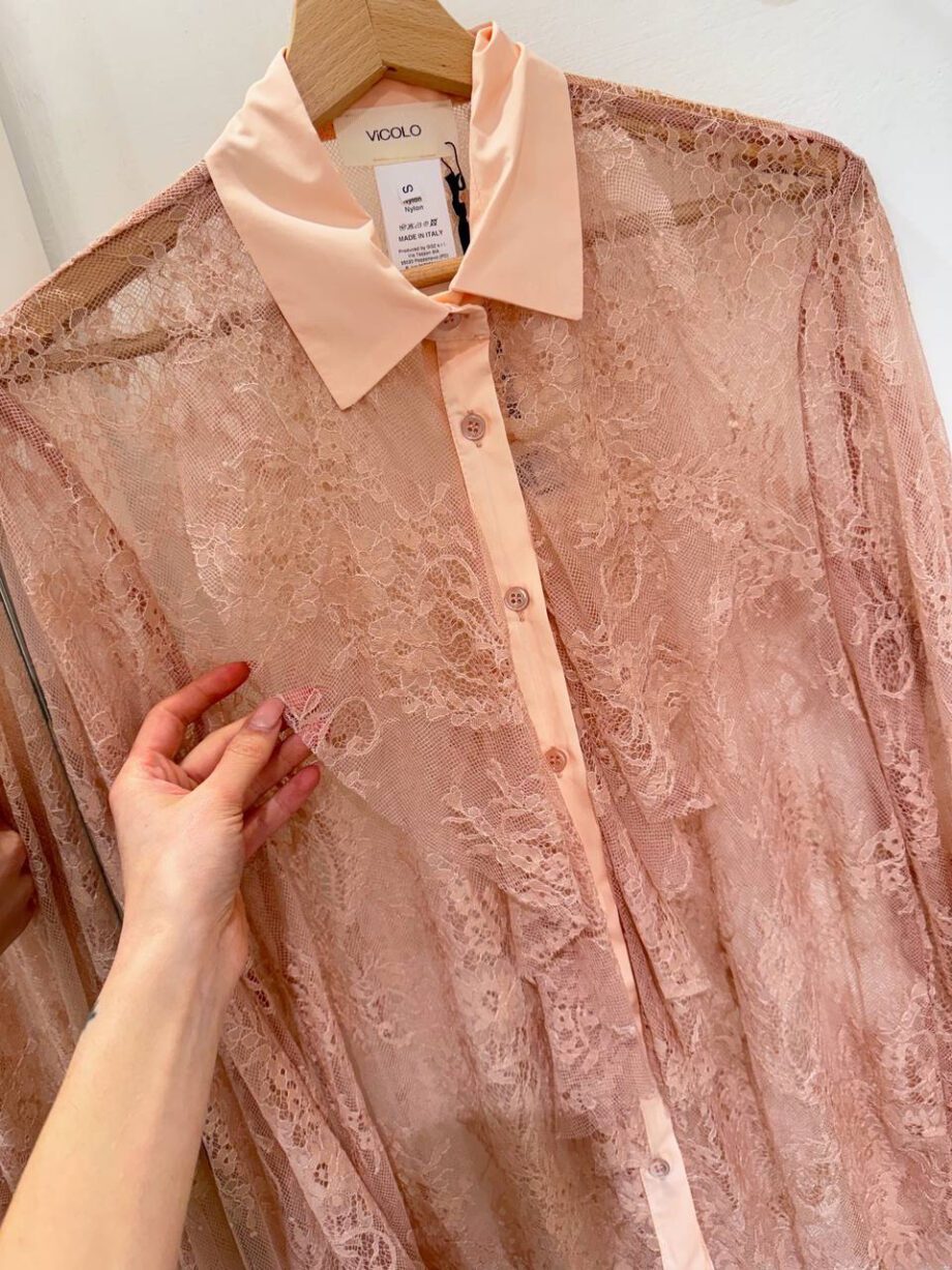 Shop Online Camicia rosa nude in pizzo Vicolo