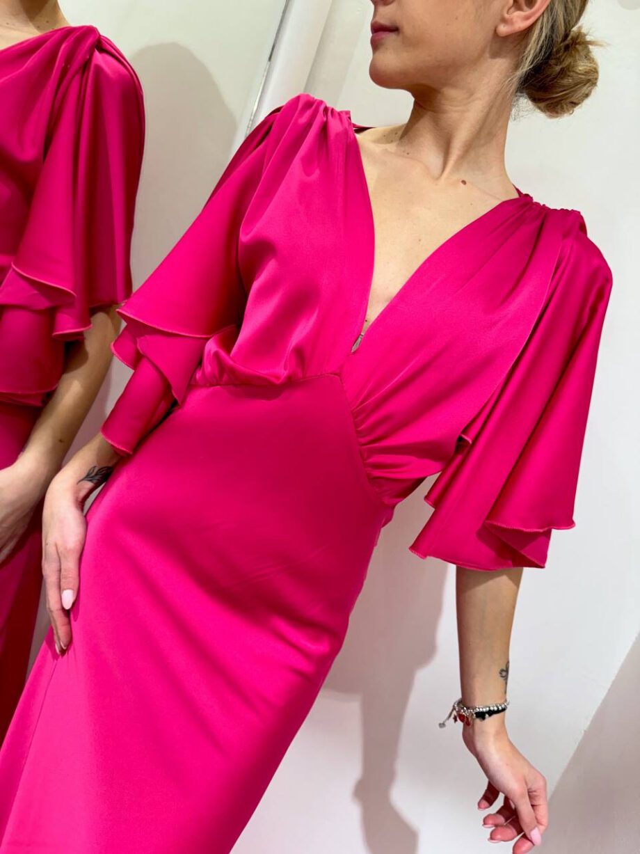 Shop Online Vestito satin lungo fucsia Souvenir