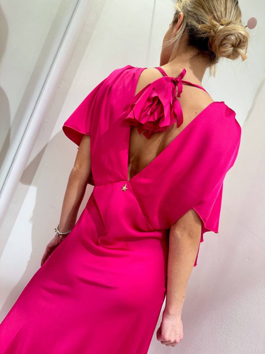 Shop Online Vestito satin lungo fucsia Souvenir