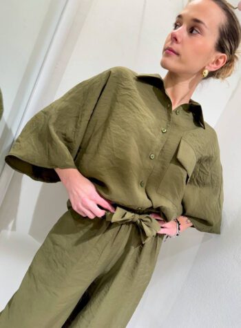 Shop Online Pantalone palazzo verde militare fluido HaveOne