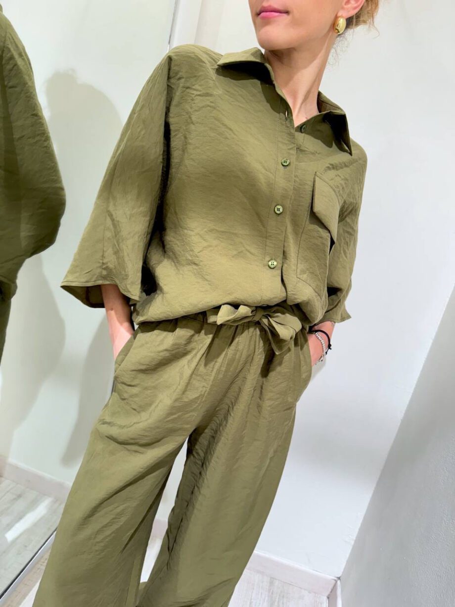 Shop Online Pantalone palazzo verde militare fluido HaveOne