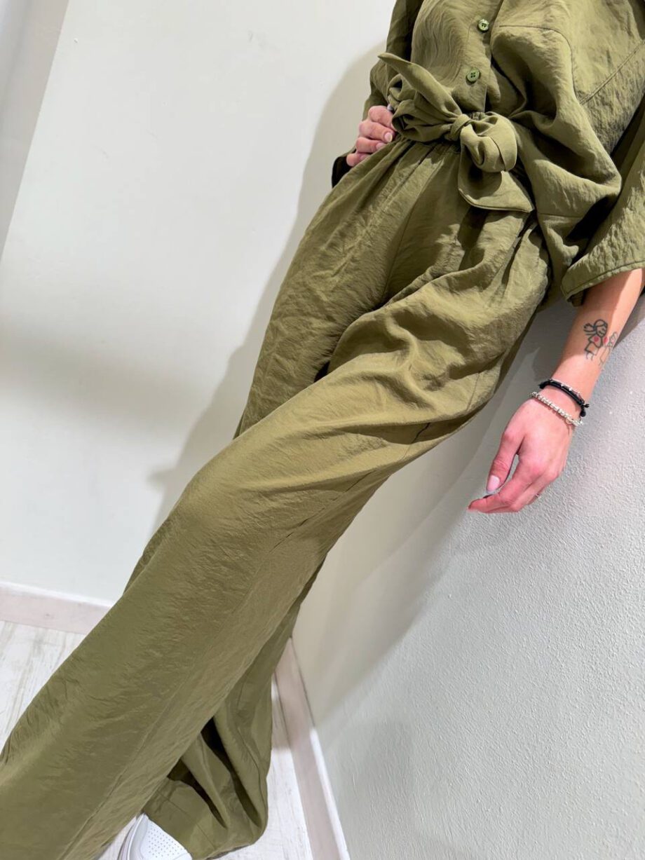 Shop Online Pantalone palazzo verde militare fluido HaveOne