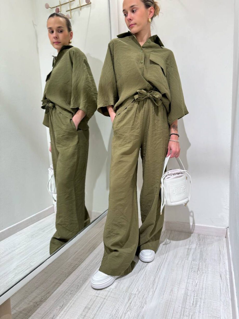 Shop Online Pantalone palazzo verde militare fluido HaveOne