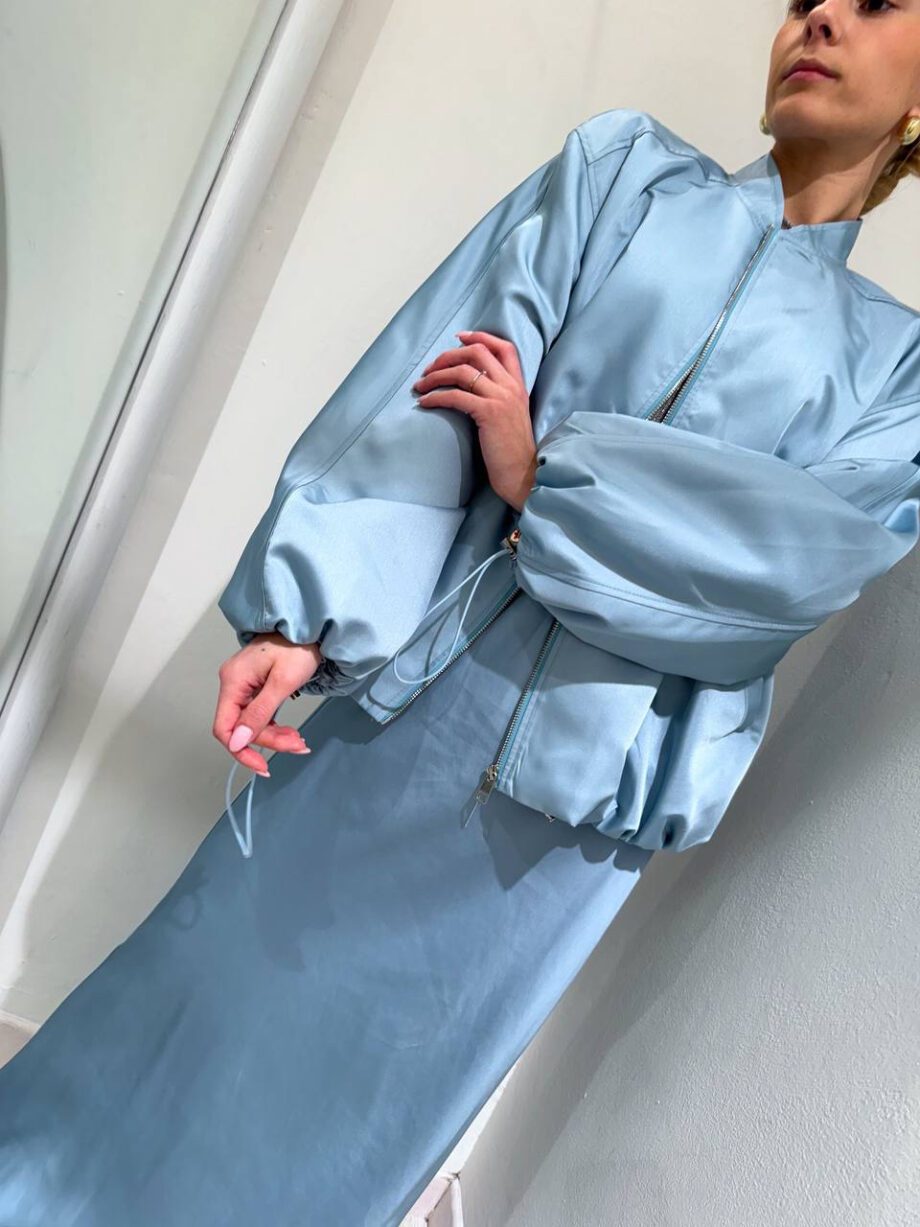 Shop Online Bomber satin oversize azzurro Vicolo