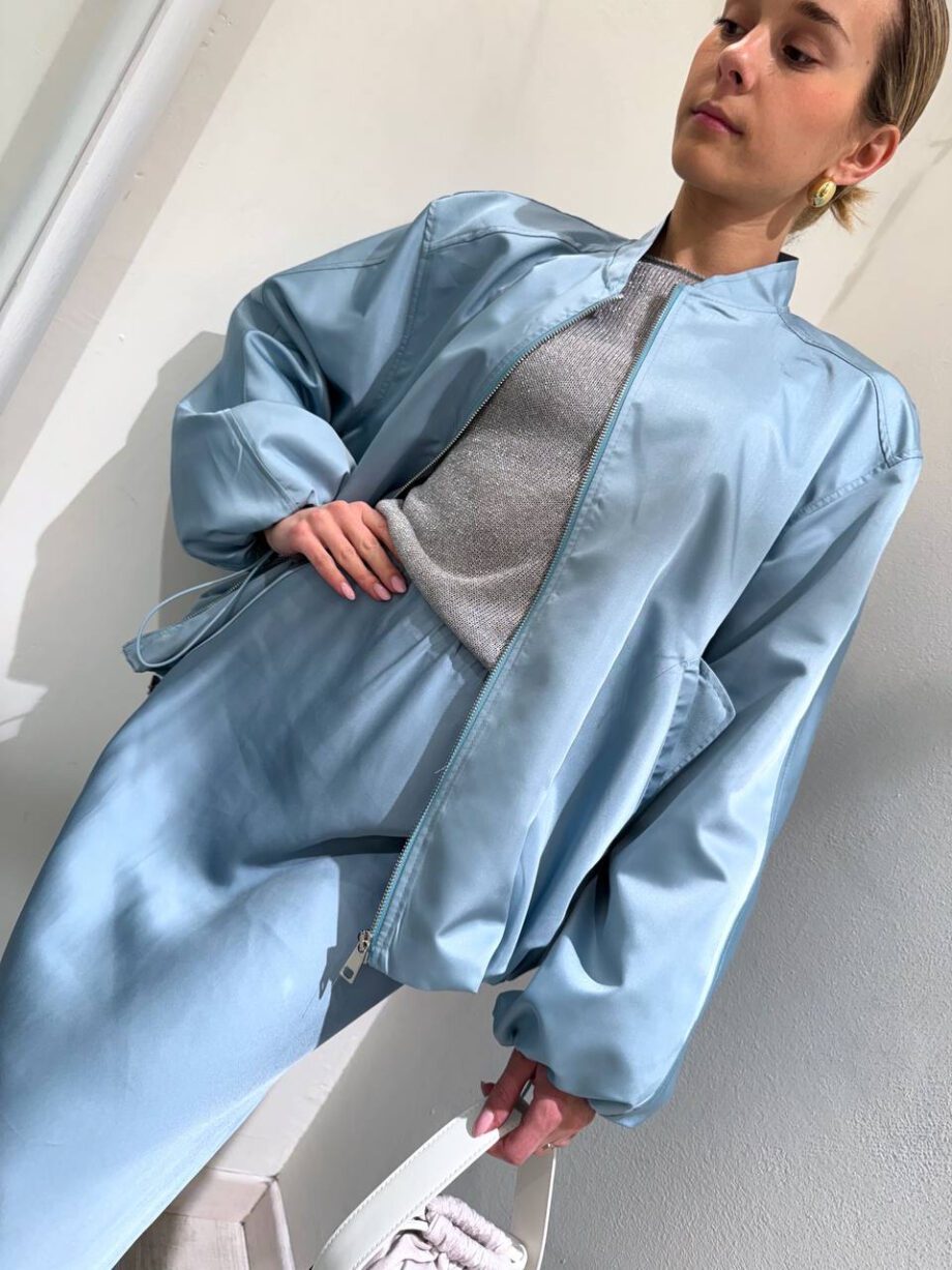 Shop Online Bomber satin oversize azzurro Vicolo