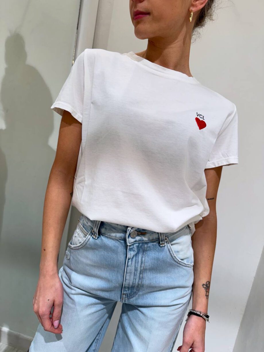 Shop Online T-shirt bianca ricamo VCL Vicolo