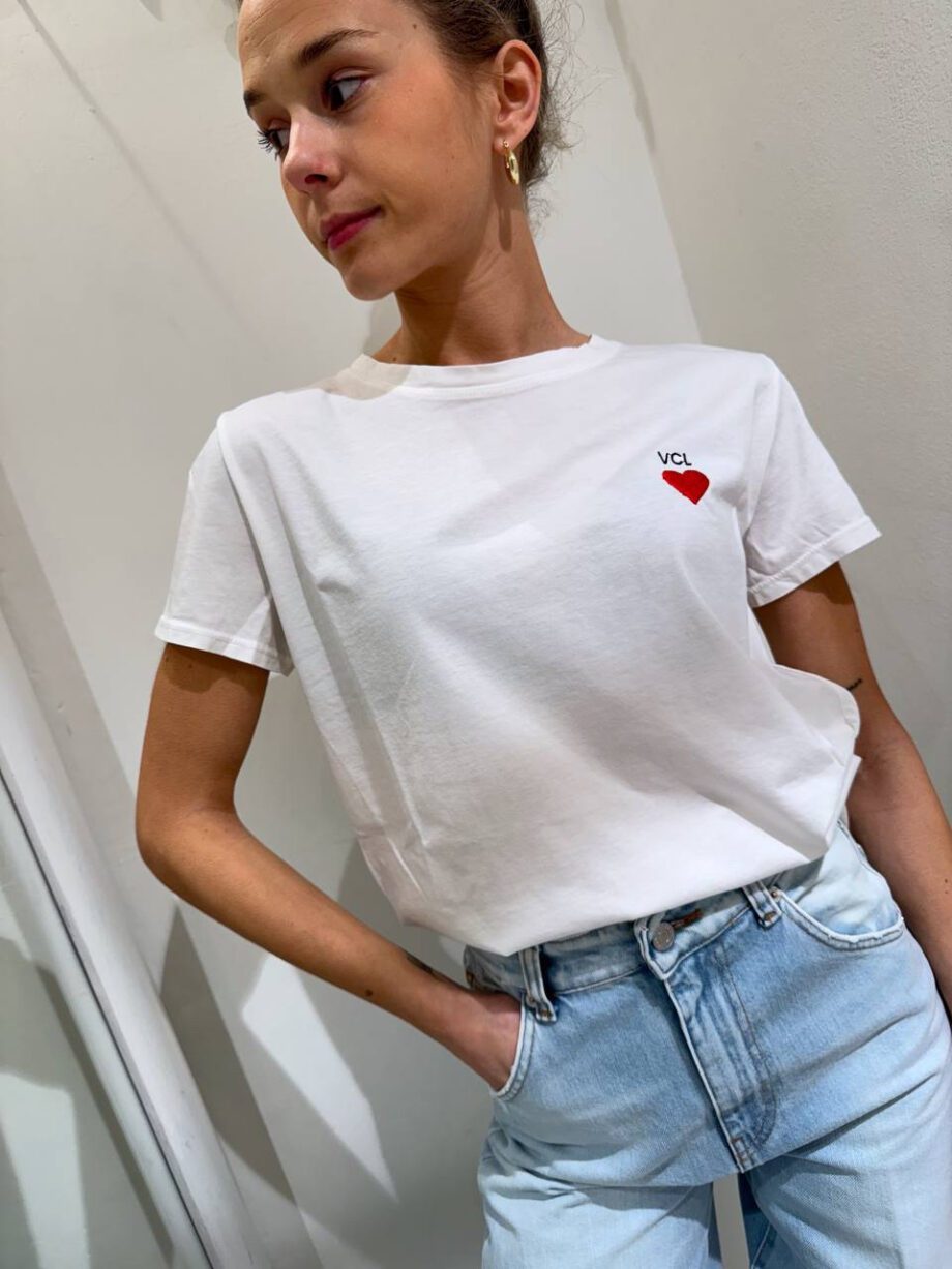 Shop Online T-shirt bianca ricamo VCL Vicolo