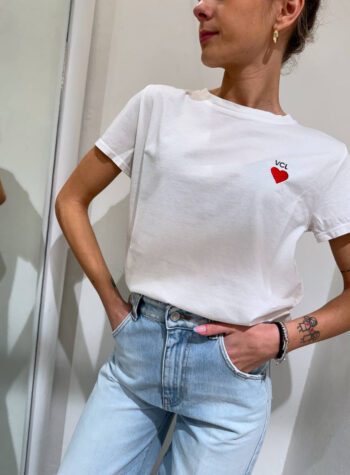 Shop Online T-shirt bianca ricamo VCL Vicolo