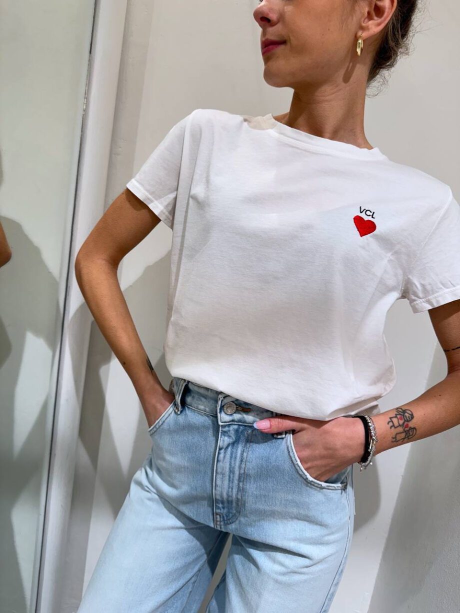 Shop Online T-shirt bianca ricamo VCL Vicolo