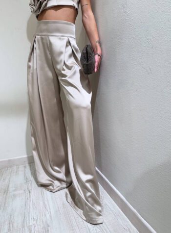 Shop Online Pantalone satin sabbia palazzo HaveOne