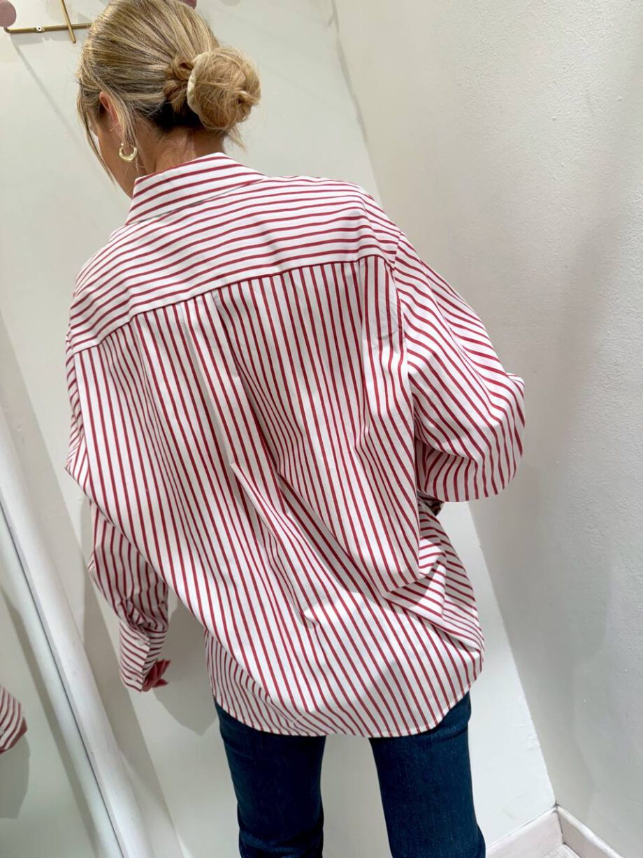 Shop Online Camicia ampia a righe bianca e rossa HaveOne