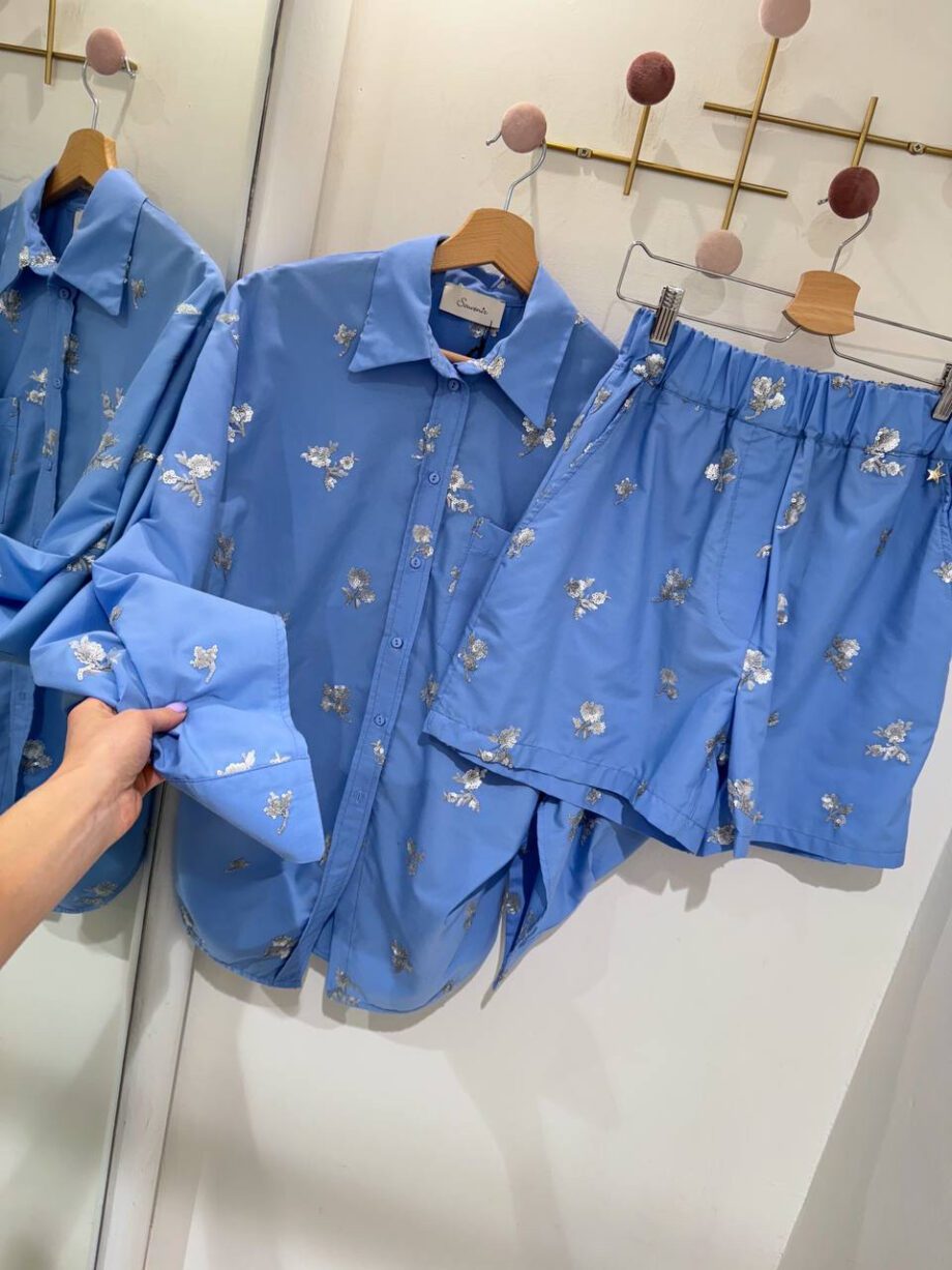 Shop Online Shorts azzurro ricamo paillettes Souvenir