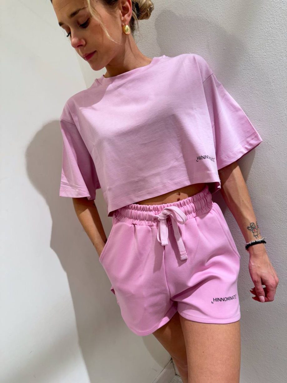 Shop Online T-shirt crop ampia rosa tiarè Hinnominate