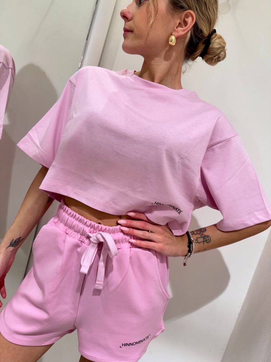 Shop Online T-shirt crop ampia rosa tiarè Hinnominate