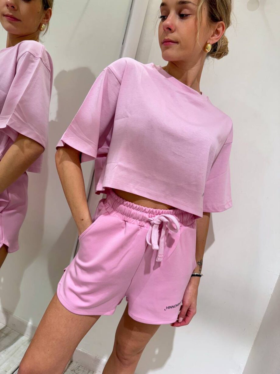 Shop Online T-shirt crop ampia rosa tiarè Hinnominate