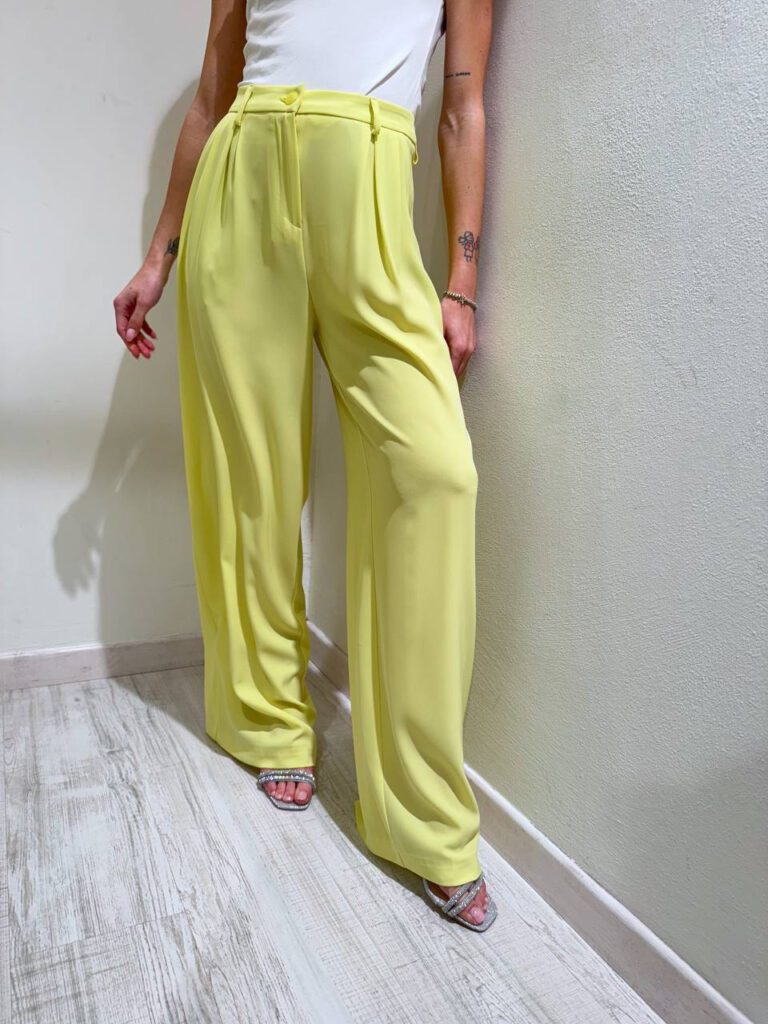 Pantalone palazzo lime Kontatto Shop Online Pantalone palazzo lime Kontatto