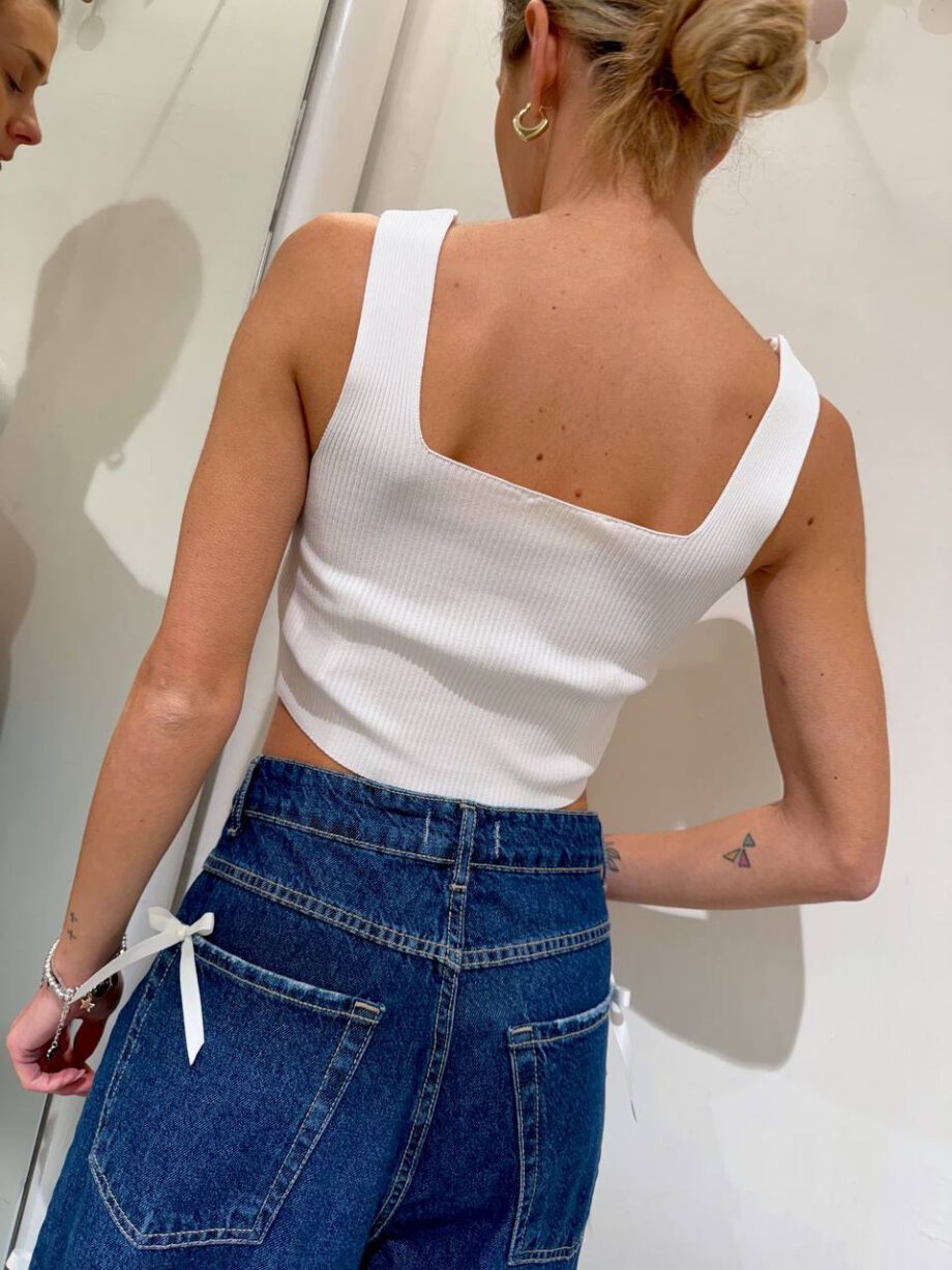 Shop Online Canotta crop bianco in maglia Vicolo