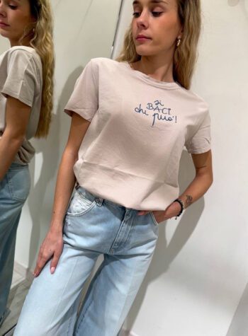 Shop Online T-shirt bianca ricamo “Si baci chi può!” Vicolo