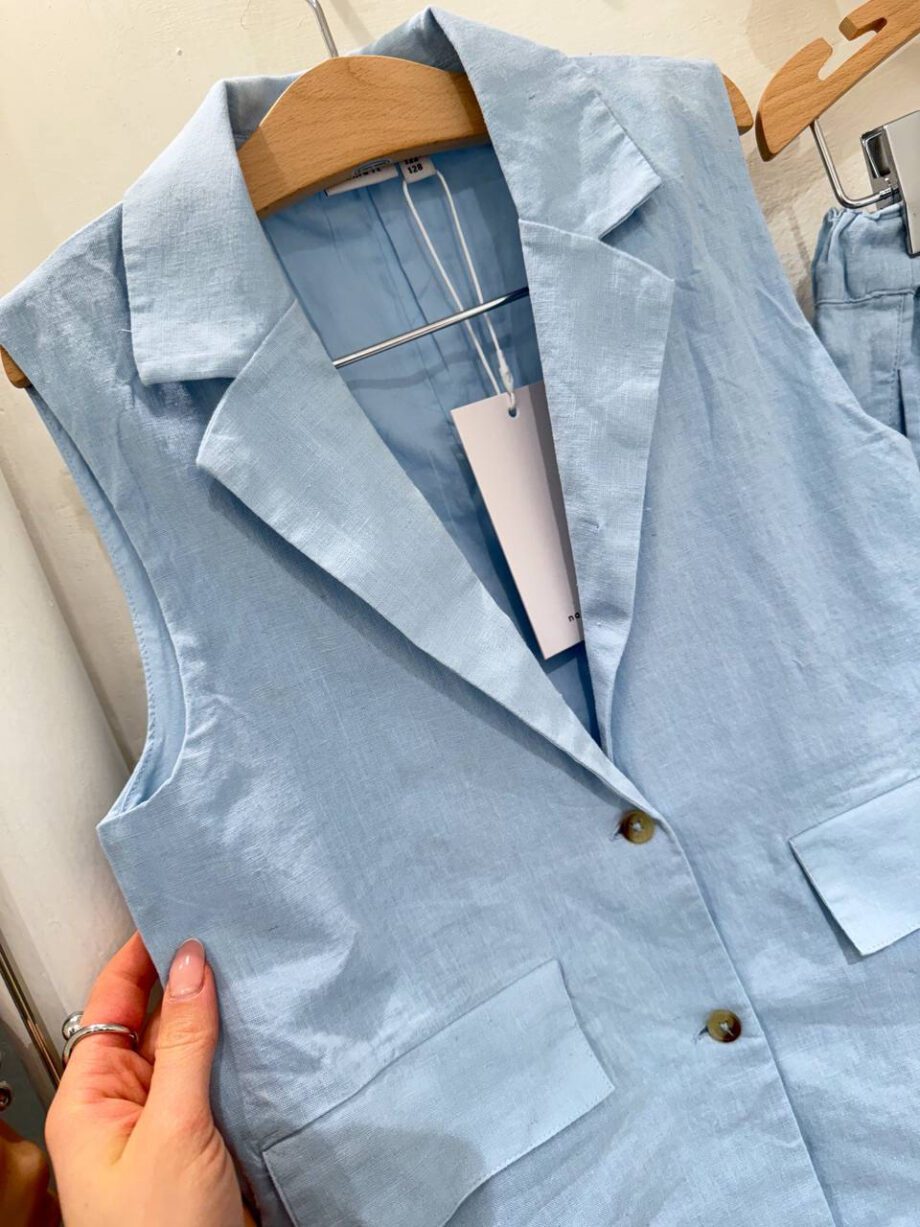 Shop Online Short in lino azzurro con cintura Name It