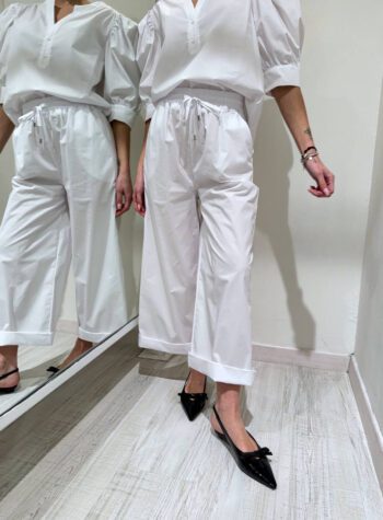 Shop Online Pantalone palazzo corto bianco Kontatto