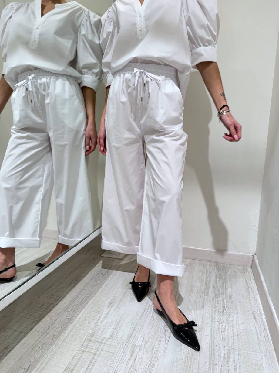 Shop Online Pantalone palazzo corto bianco Kontatto