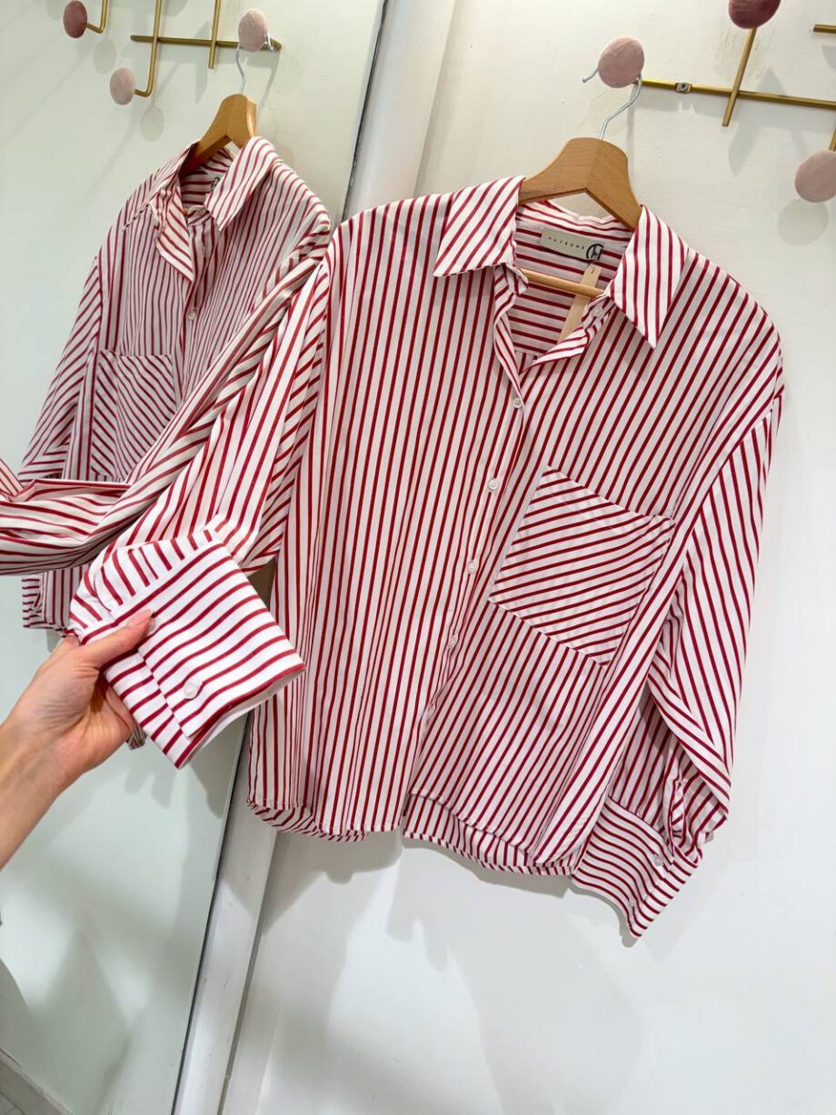 Shop Online Camicia ampia a righe bianca e rossa HaveOne