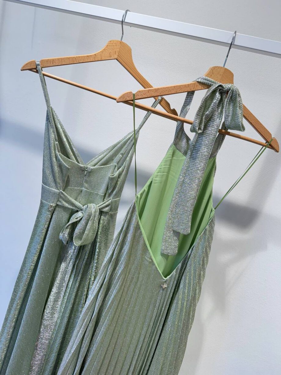 Shop Online Vestito lungo plissè verde laminato Souvenir