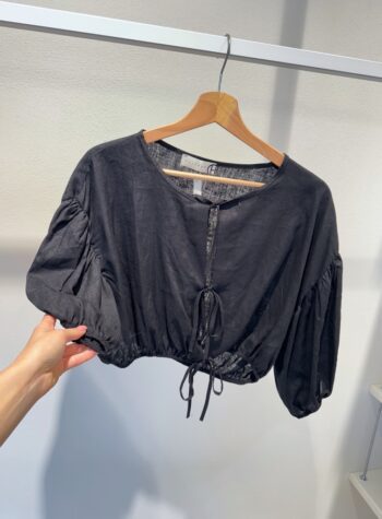 Shop Online Camicia nera palloncino con fiocchetti HaveOne
