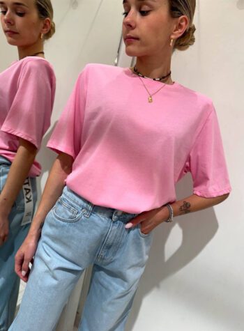 Shop Online T-shirt over rosa con spalline imbottite Vicolo