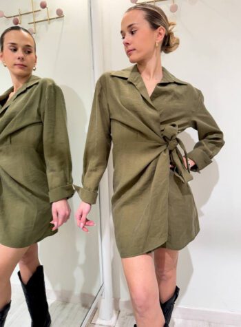 Shop Online Vestito corto verde militare con nodo HaveOne