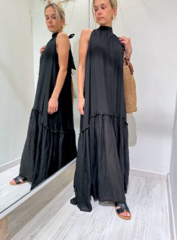 Shop Online Vestito lungo nero scollo halter Souvenir