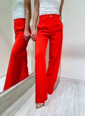 Shop Online Pantalone wide leg aragosta in lino Vicolo