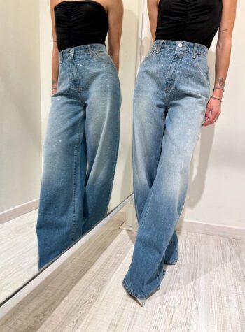 Shop Online Jeans chiaro palazzo con strass Vicolo