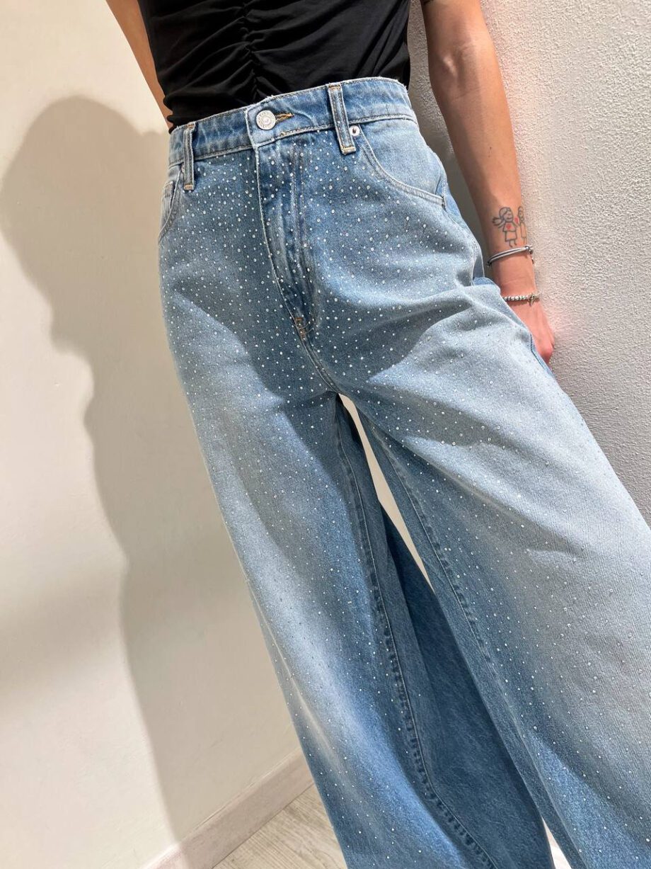 Shop Online Jeans chiaro palazzo con strass Vicolo