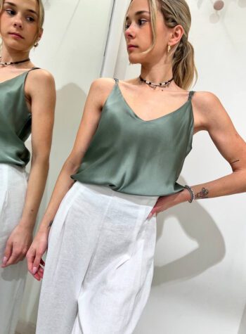 Shop Online Top satin basic verde salvia HaveOne