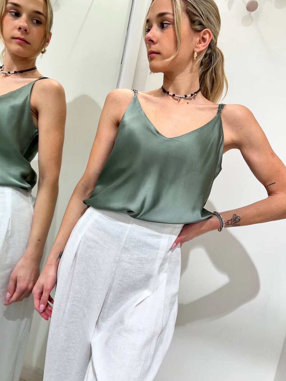 Shop Online Top satin basic verde salvia HaveOne