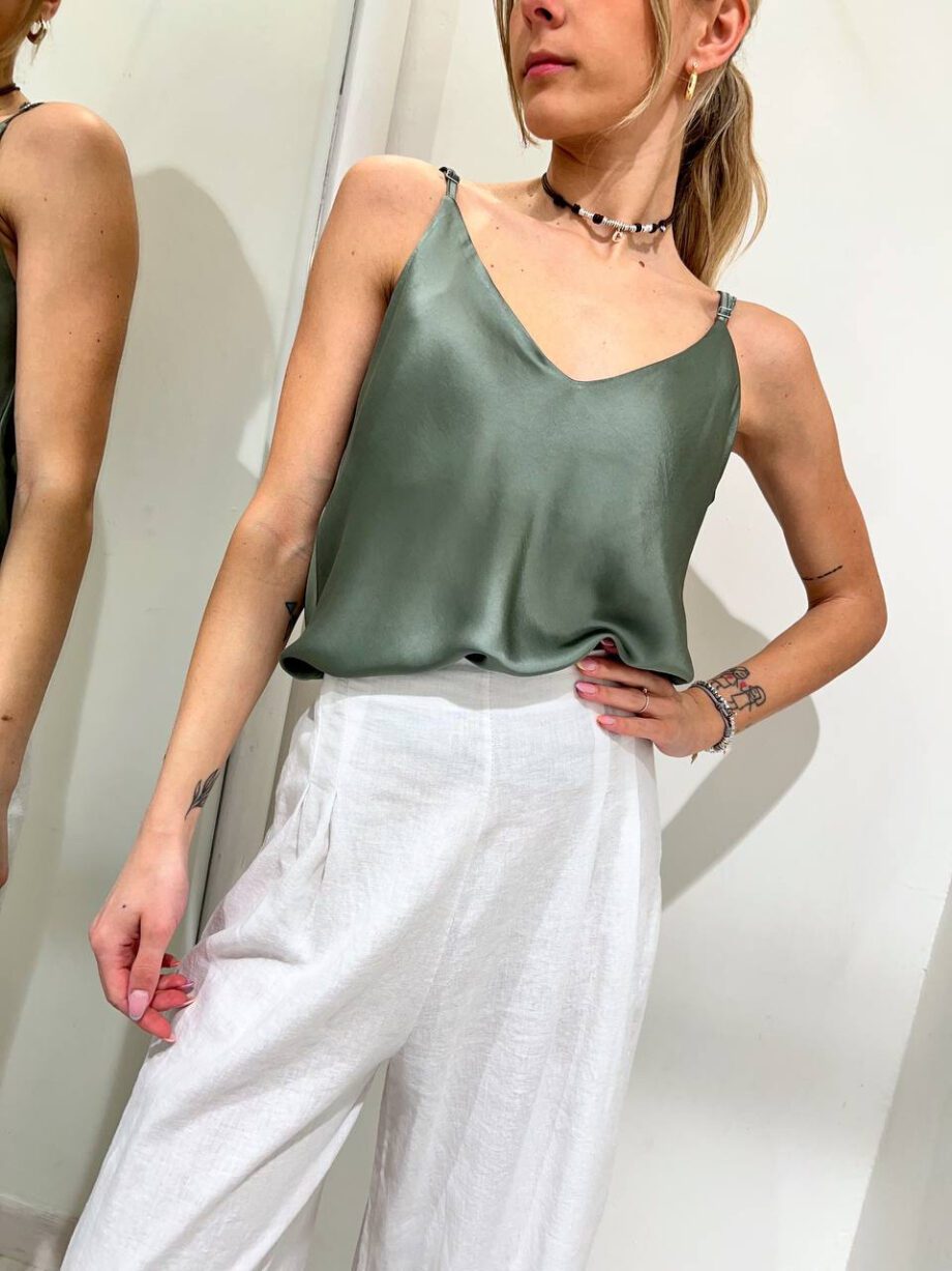 Shop Online Top satin basic verde salvia HaveOne