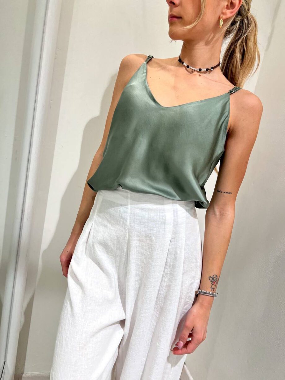 Shop Online Top satin basic verde salvia HaveOne