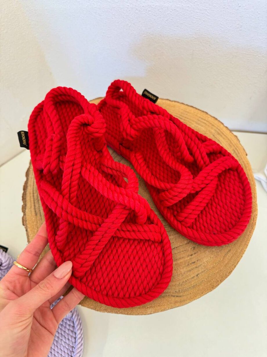 Shop Online Sandalo Bodrum in corda rosso Bohonomad