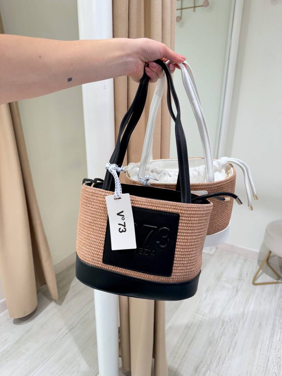 Shop Online Shopper Cat mini in paglia nera V73