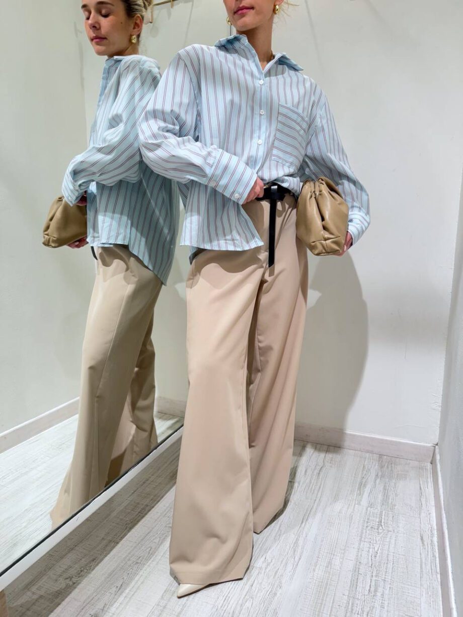 Shop Online Pantalone palazzo sabbia con cintura HaveOne