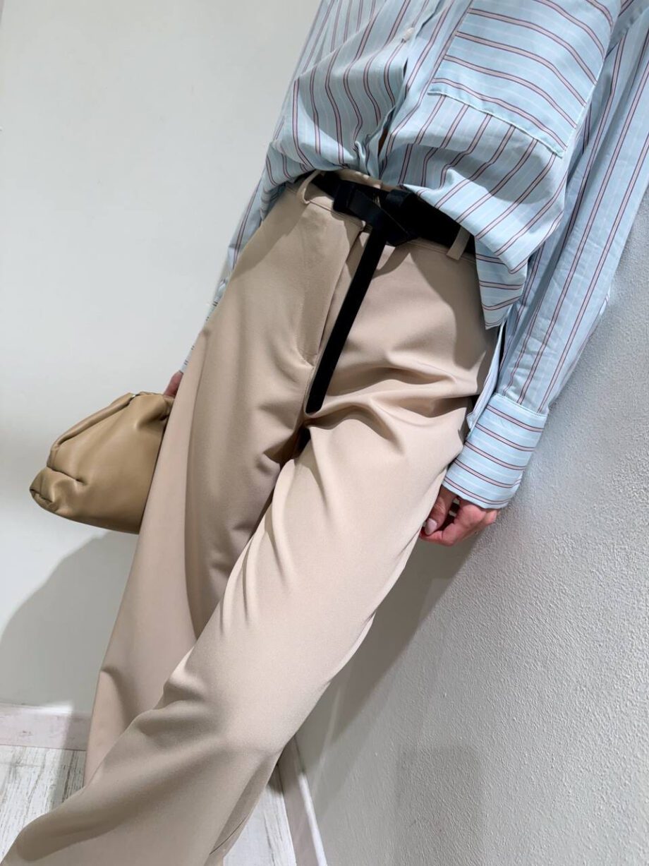 Shop Online Pantalone palazzo sabbia con cintura HaveOne