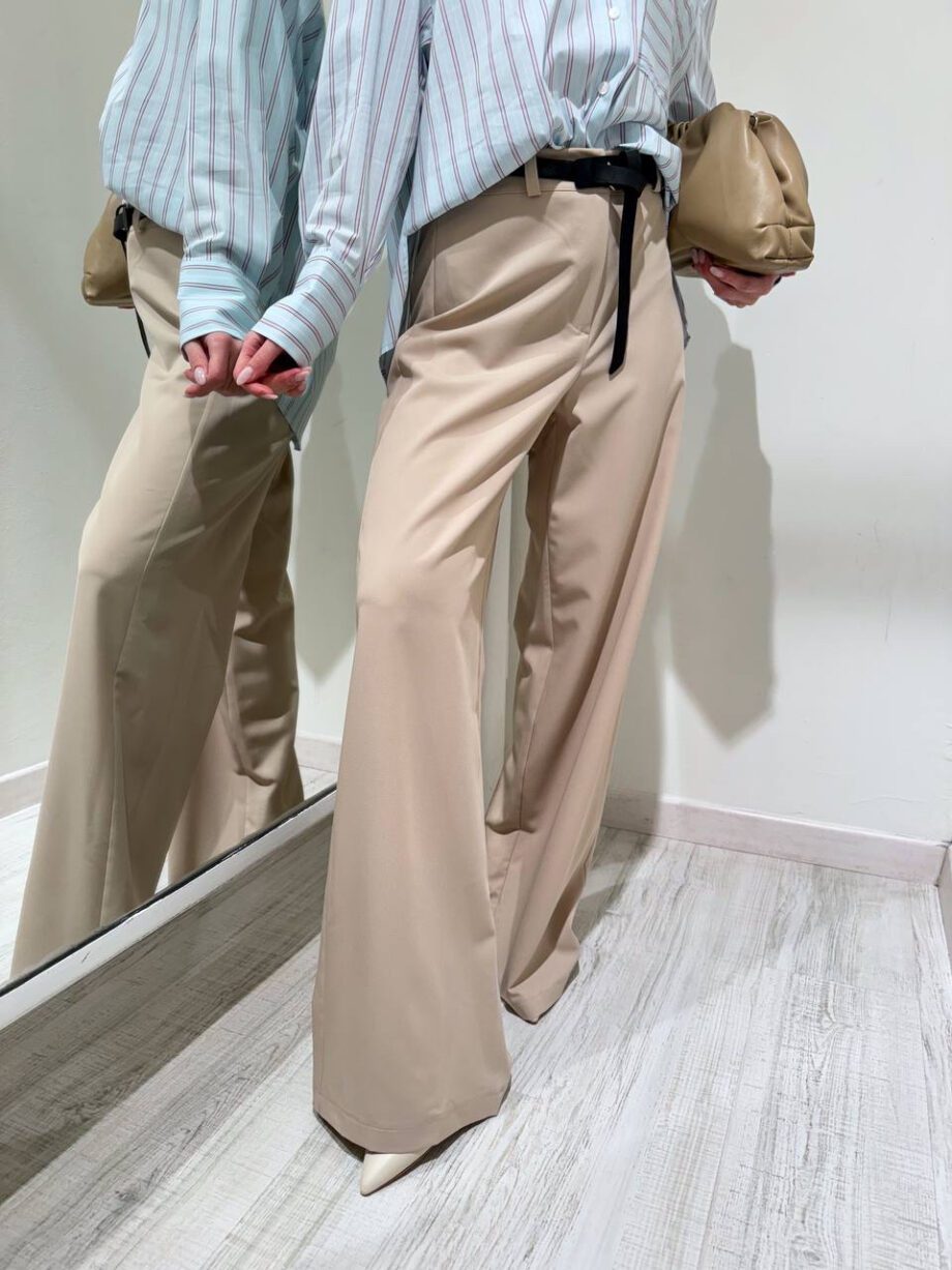 Shop Online Pantalone palazzo sabbia con cintura HaveOne